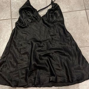 1X/2X dreamgirl black slip dress open back with cross straps